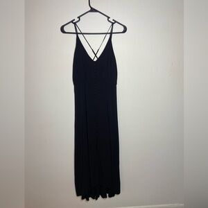 Urban outfitters long black button down V-neck dress
